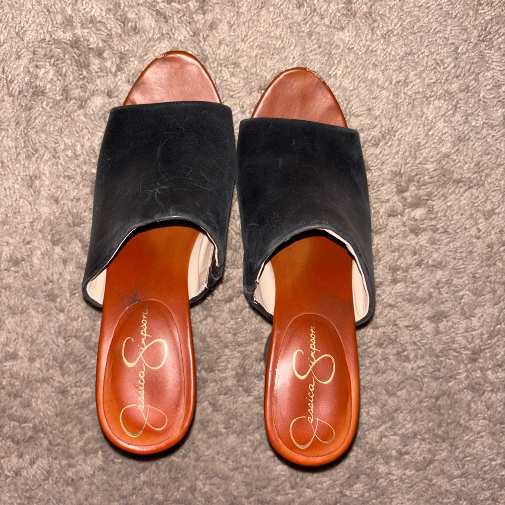 Jessica Simpson Black Mules with Suede Finish